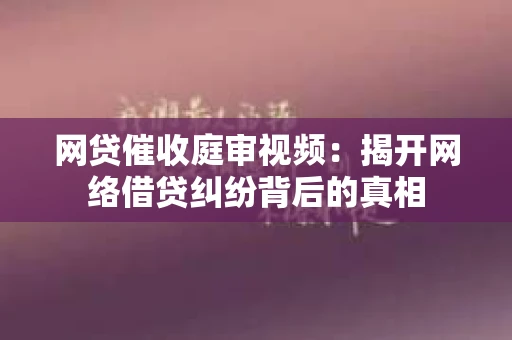 网贷催收庭审视频：揭开网络借贷纠纷背后的真相